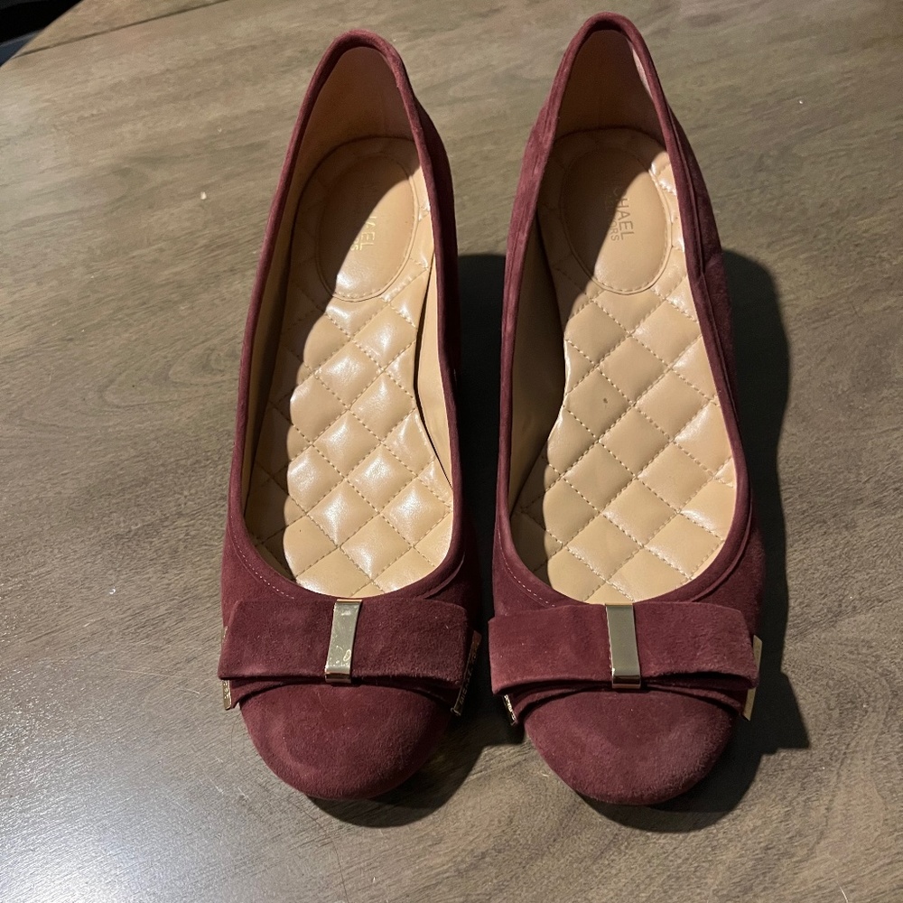 Burgundy Michael Kors block heels